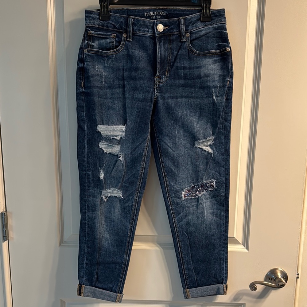 Maurices Women's Distressed Blue Jeans